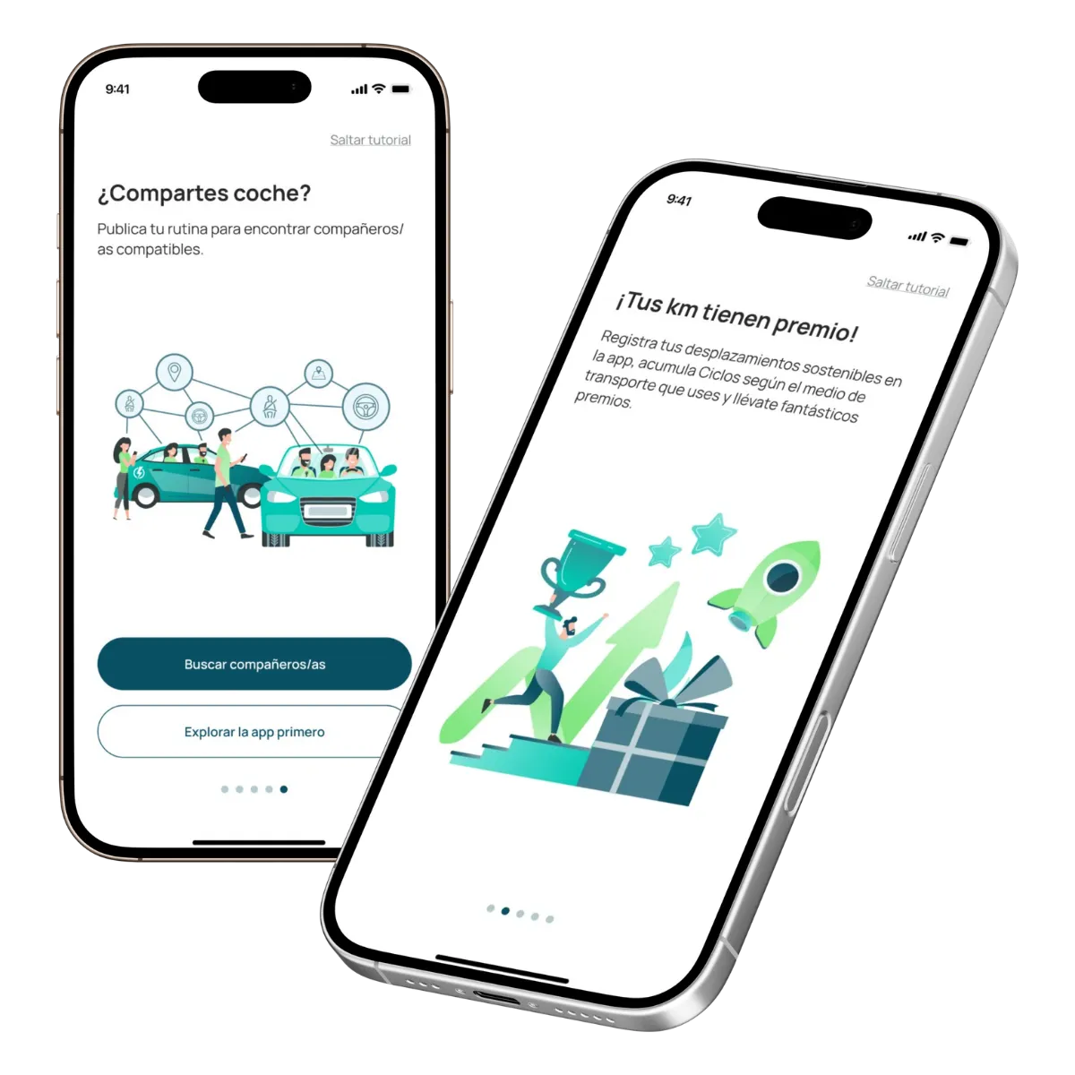 Pantallas de onboarding de la app Ciclogreen